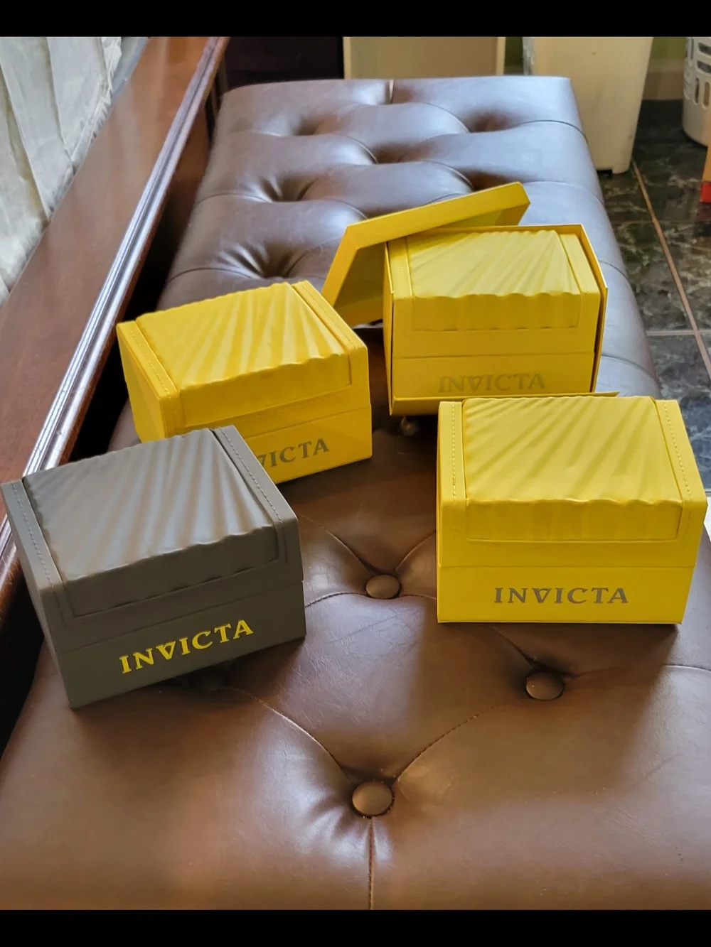 Invicta Yellow and Gray Watch Presentation Boxes